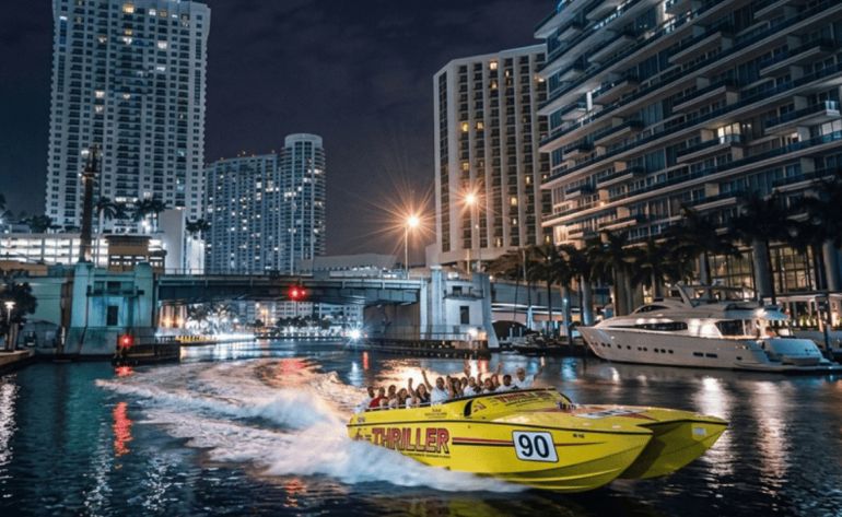 Night Speedboat Tour, Miami River - 45 Mins