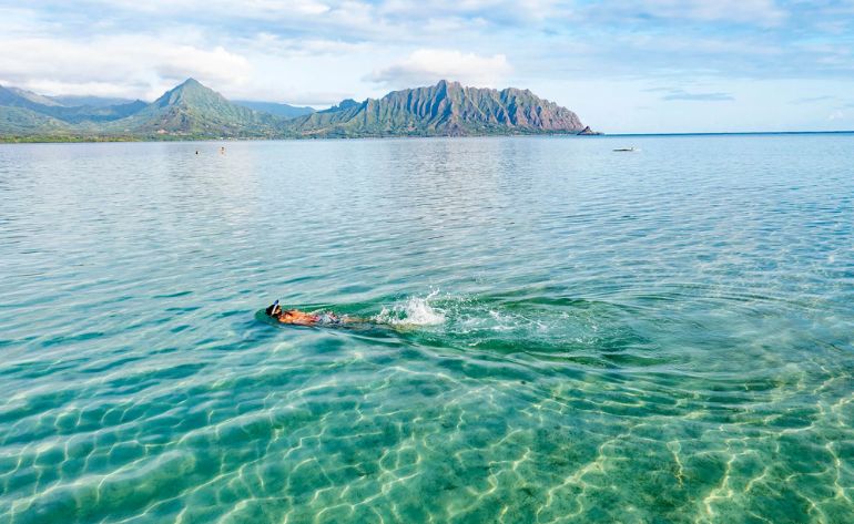 Oahu Hawaii Kayak and Reef Tour Kaneohe Bay	snorkel