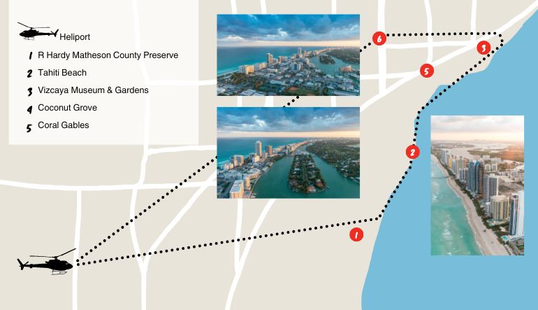 helicopter tour south beach miami ride flight map