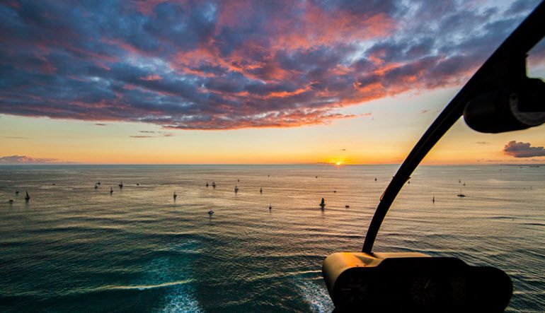 Sunset Helicopter tour oahu waikiki honolulu doors off ride